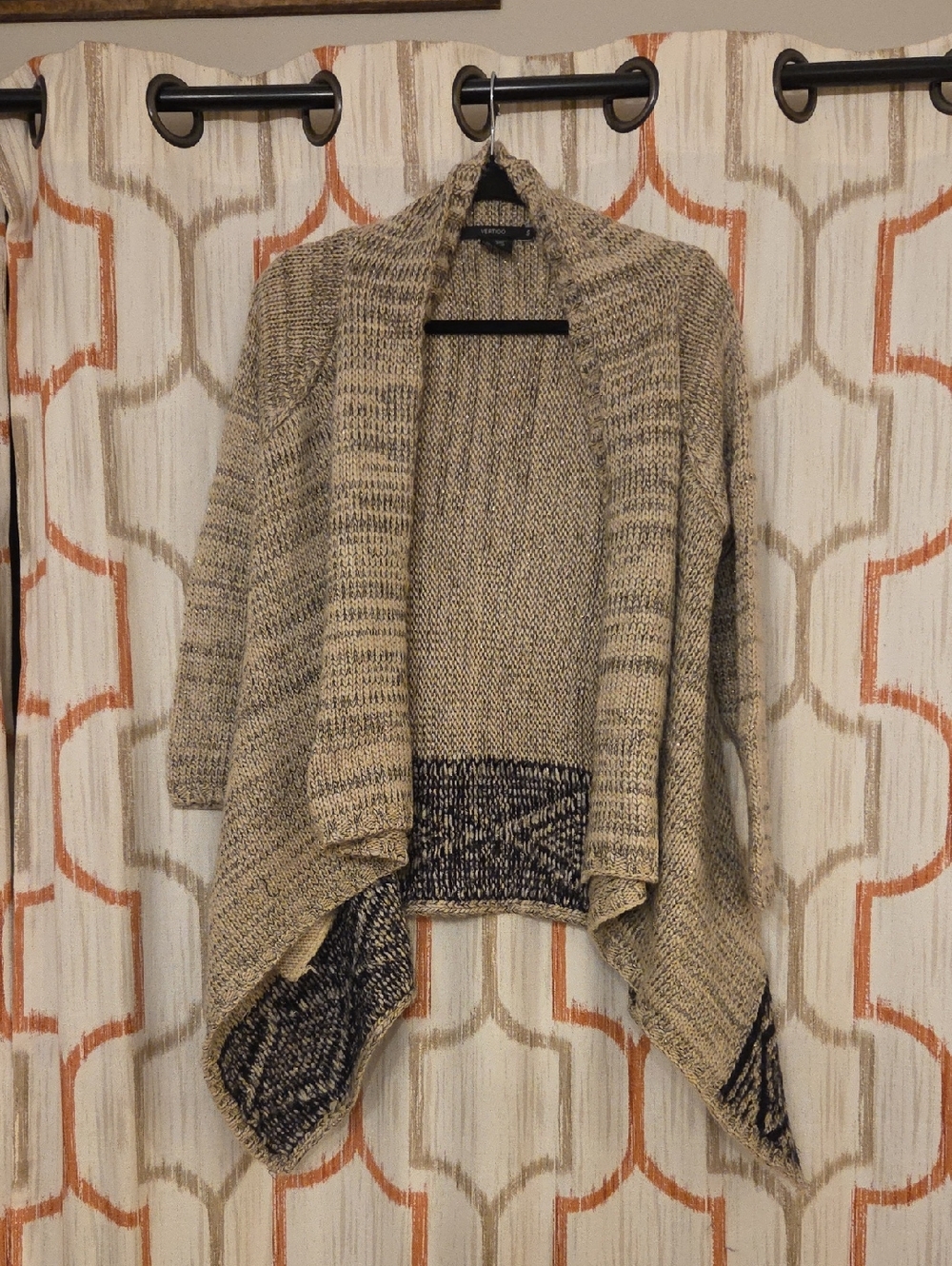 Open-Front Knit Cardigan Sweater in Beige